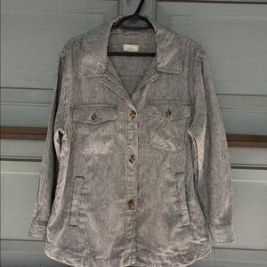 LOFT Black and White Striped Utility Jacket